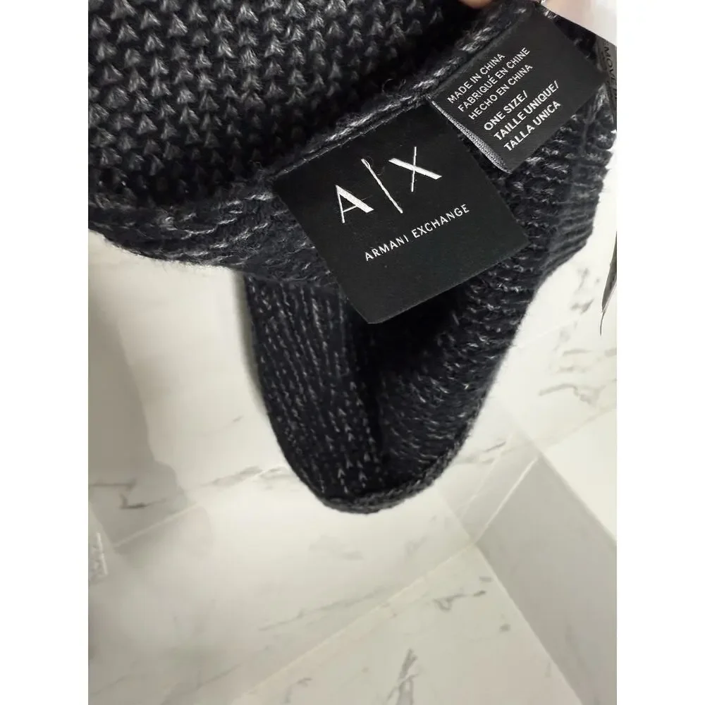 Armani EXCHANGE GREY Chunky Knit 60”x 17”Scarf Preppy Colorblock Cotton Wool